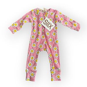 NWT SIIX by Spearmint2 way zip organic cotton onesie Pink Floral Kids One Piece